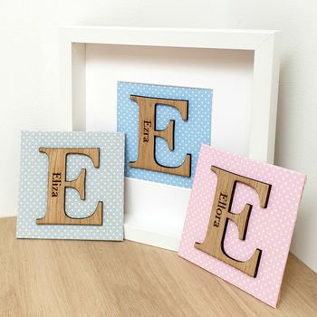 Personalised New Baby Oak Initial Gift, 2 of 6