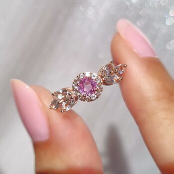 Pink Sapphire Ring In Sterling Silver And Rose Gold, 5 of 12