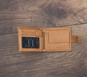 Personalised Men's Leather Wallet Trifold Gift Brown, 4 of 10