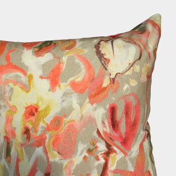 Abstract Floral Velvet Cushion, Vanilla, 3 of 4
