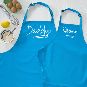 Personalised Daddy And Child Ballpoint Apron Set, 3 of 8