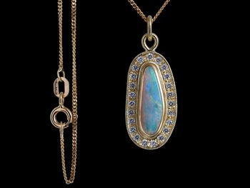 Opal Necklace With Diamonds In 18ct Yellow Gold, 5 of 6