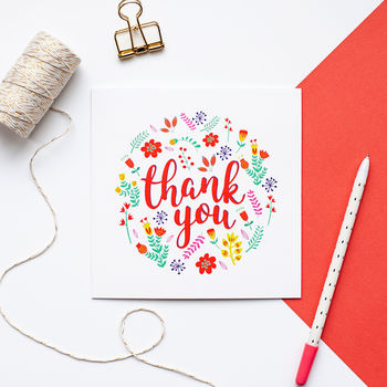 Floral Folk Thank You Card, 3 of 4