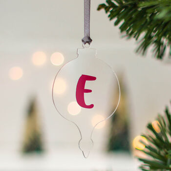 Clear Christmas Tree Bauble, Initial, 3 of 5