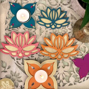 Lotus Rangoli Stencils With Coloured Rangoli Sand, 6 of 7