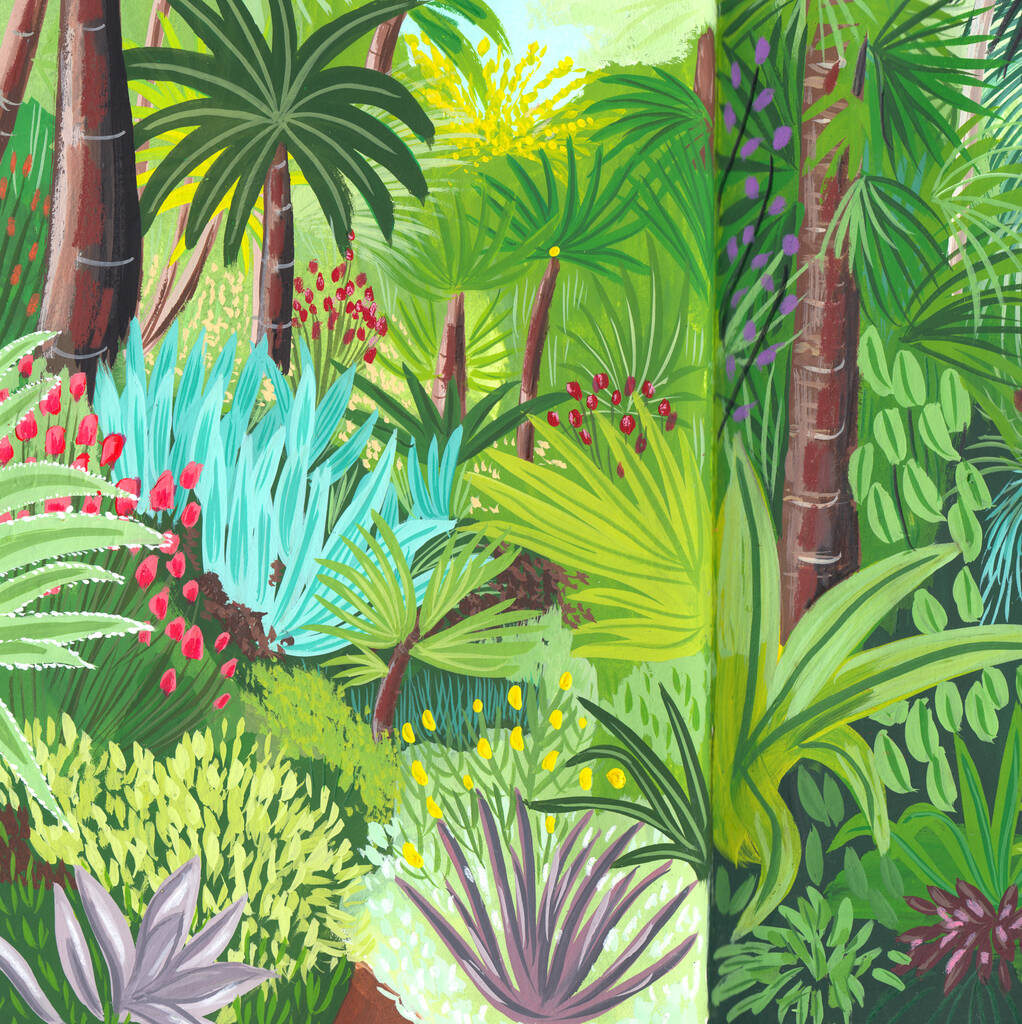Tropical Jungle Illustrated Art Print By Lizzie May Design