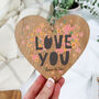 Personalised Love You Wooden Hanging Heart, thumbnail 5 of 9