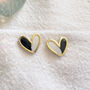 Black And White Polymer Clay Heart Studs, thumbnail 3 of 5