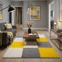 The Rugs Geometric Shaggy Rug Yellow Checkered Rug, thumbnail 1 of 12