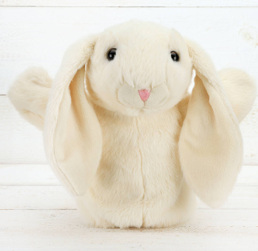 Image of Bunny Hand And Finger Puppet Brown/Cream Baby Set
