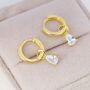 Sterling Silver Pear Cut Cz Droplet Hoop Earrings, thumbnail 4 of 12