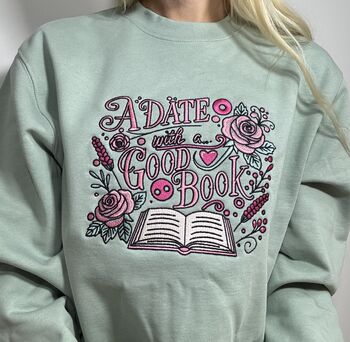 Date With A Good Book Embroidered Sweatshirt, 3 of 5