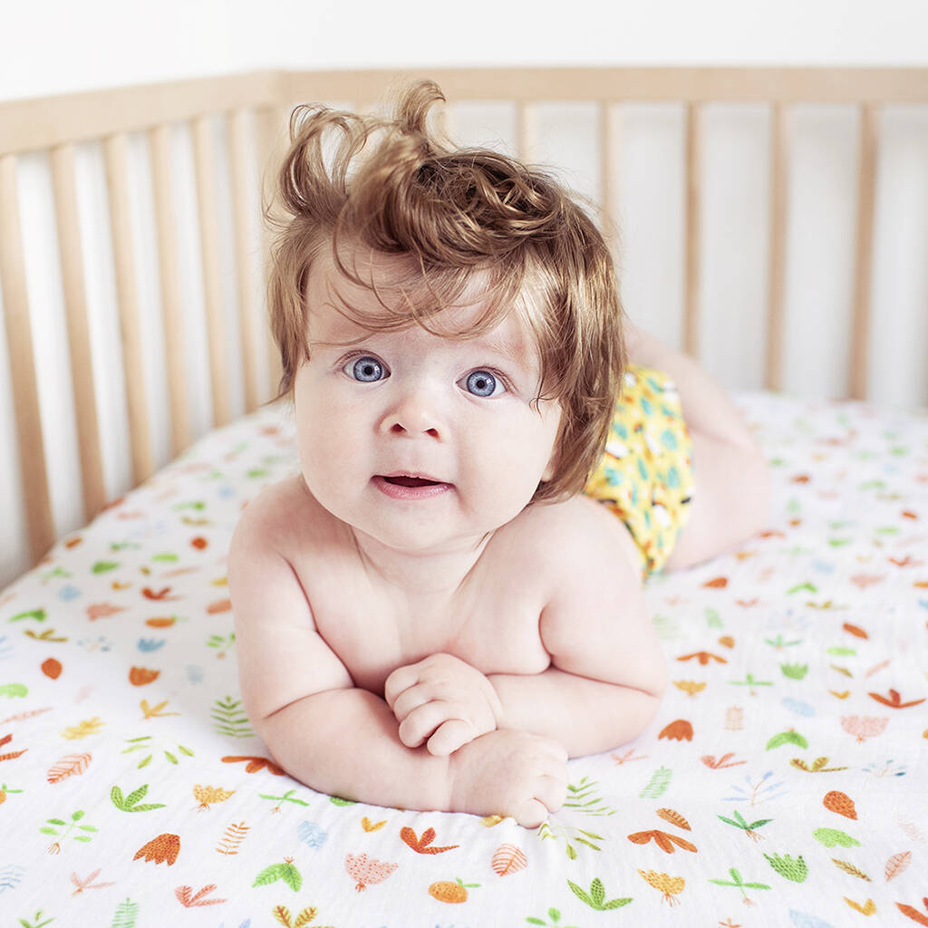 Fitted Muslin Cot Sheet Foliage By The Fox in the Attic