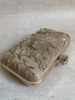 Gold Raw Silk Rectangular Clutch Bag, 3 of 10