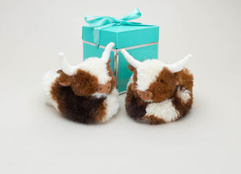 Longhorn Cow Baby Newborn Slippers, Boxed, 3 of 8