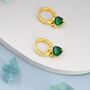 Sterling Silver Emerald Green Trillion Cut Cz Hoop Earrings, thumbnail 6 of 12