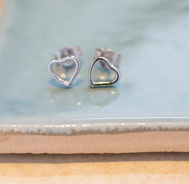 Heart Stud Silver Earrings By Lovethelinks | notonthehighstreet.com