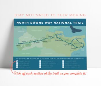 North Downs Way Map Art Print With Tick List, 5 of 7