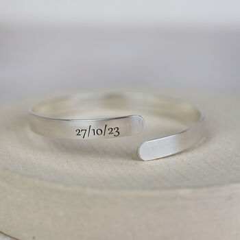 Sterling Silver Engraved Christening Bangle, 4 of 4