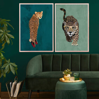 Custom Personalised Cheetah Wearing Heels Art Print, 5 of 10