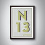 N13 Palmer's Green London Postcode Typography Print, thumbnail 7 of 10