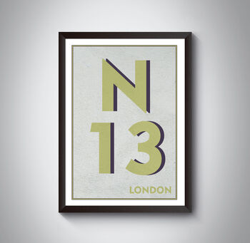 N13 Palmer's Green London Postcode Typography Print, 7 of 10