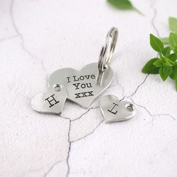I Love You Gift Personalised Romantic Heart Keyring, 8 of 9