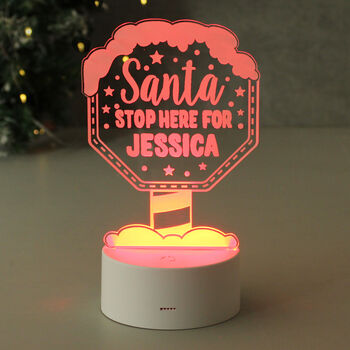 Personalised Santa Stop Here Christmas Light Sign, 2 of 6