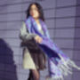 Lilac Blue Leopard Print Warm Two Tone Scarf, thumbnail 2 of 8