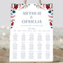 Wedding Table Plan In Burgundy Red And Blue, thumbnail 1 of 5
