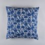 Amritsar Floral Pattern Block Print Blue Cushion Cover, thumbnail 1 of 6