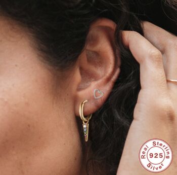 Dagger Sterling Silver Huggie Hoops, 2 of 6