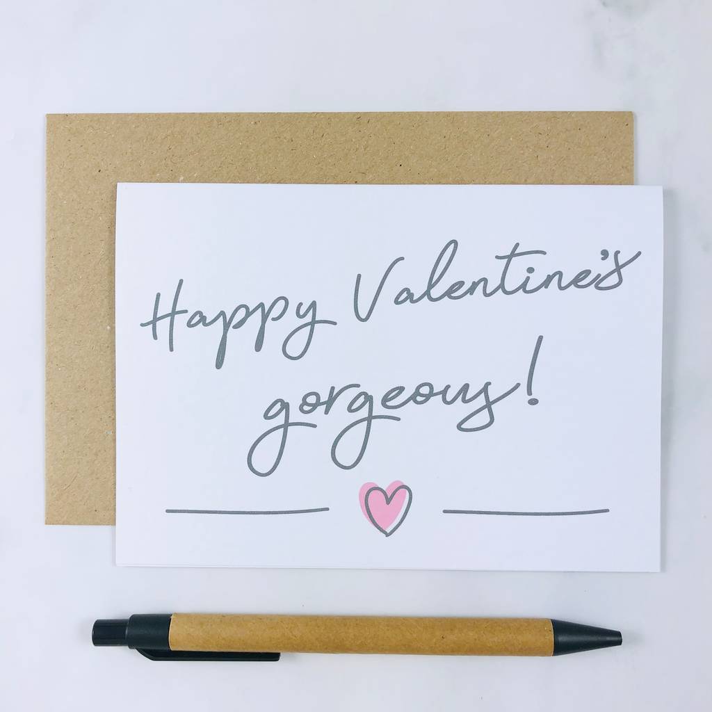 'Happy Valentine's Gorgeous!' Illustrated Card