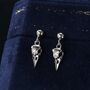 Tiny Bird Skull Drop Stud Earrings Earrings, thumbnail 1 of 10