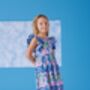 Watercolor Flower Dress With Hair Clip Accessory, thumbnail 2 of 4
