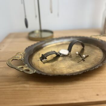 Vintage Brass Tray With Decorative Handles, 8 of 8