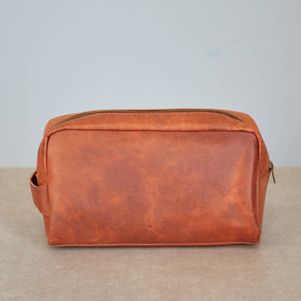 leather wash bag womens