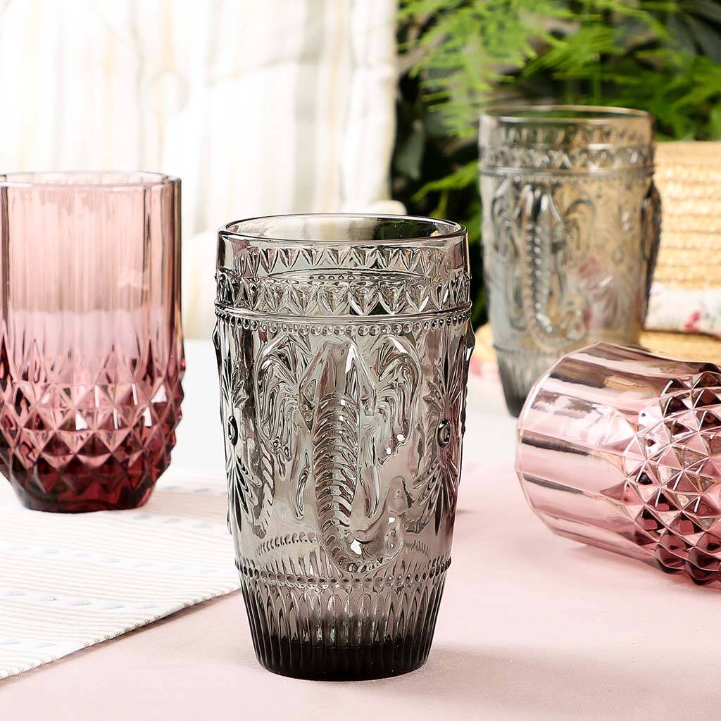 Savannah Glamour Embossed Glass Tumblers By Dibor
