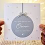 Personalised Bauble And Bow 1st Christmas Card For Boy, thumbnail 1 of 3