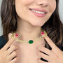 Statement Glass Emerald Paperclip Gold Plated Necklace, thumbnail 3 of 5