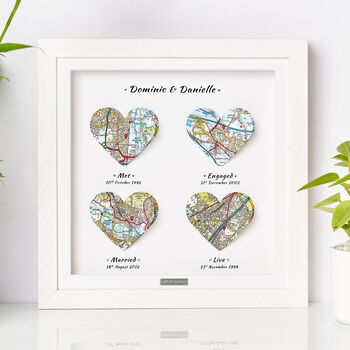 Wedding Anniversary Personalised 3D Heart Map Locations Anniversary Gift, 2 of 12