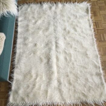 Fluffy White Rug Blanket Scandi Style Hand Loom, 3 of 7