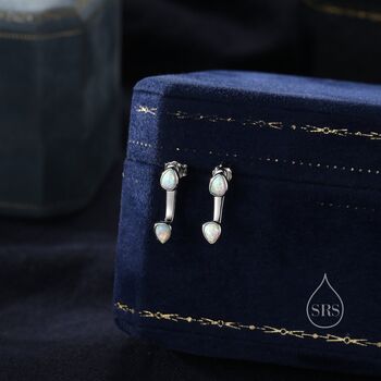 White Opal Droplet Ear Jacket In Sterling Silver, 4 of 10