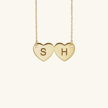 Personalised Double Heart Initial Necklace, 3 of 5