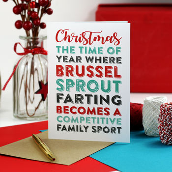 Merry Christmas Brussel Sprout Fart Greetings Card, 2 of 2