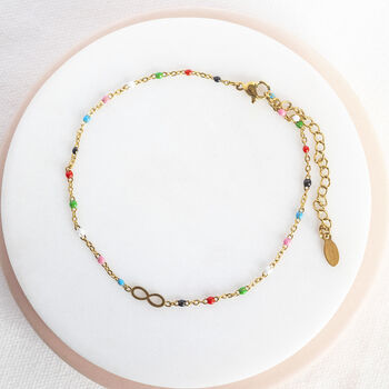 Multi Coloured Beaded Infinity Anklet, 6 of 9
