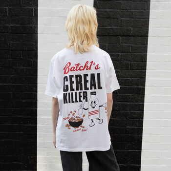 Cereal Killer Unisex Slogan T Shirt In White, 3 of 6