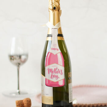 Personalised Mothers Day Pink Champagne Bottle Gift Tag, 2 of 3