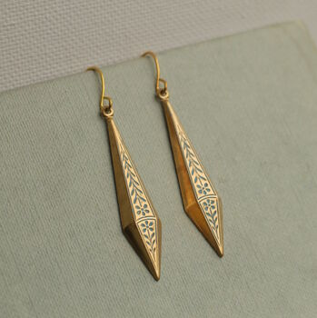 Gold Floral Drop Earrings, 3 of 6