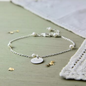 Silver Delicate Pearl Chain Bracelet, 4 of 10
